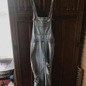 Ripped Jean Overalls